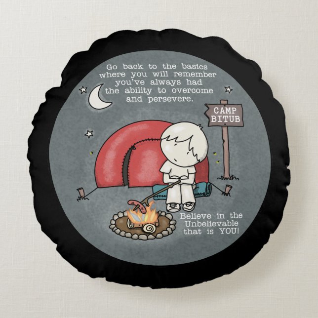 Almofada Redonda De volta às coisas básicas (Frente)