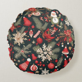 Almofada Redonda decoração de natal, flores, folhas