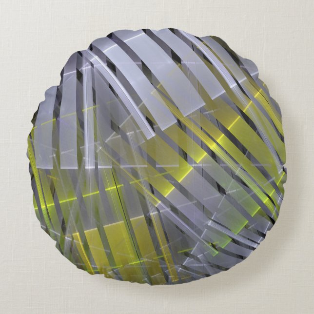 Almofada Redonda decoração geométrica com abstrato striped (Frente)