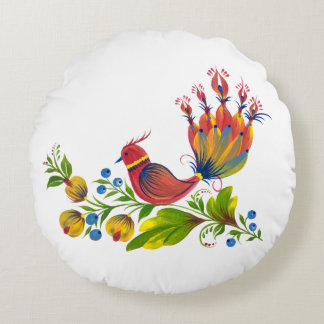 Almofada Redonda Decorative Bird with Flowers & Berries