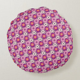 Almofada Redonda Decorative Floral pattern Pink Purple Astra Modern