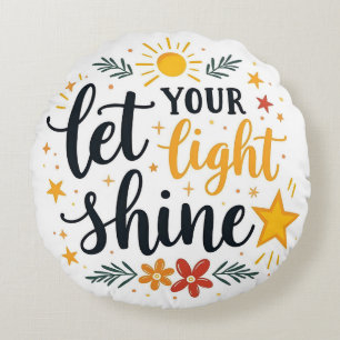 Almofada Redonda Deixe sua luz brilhar - Bíblia inspiracional virad