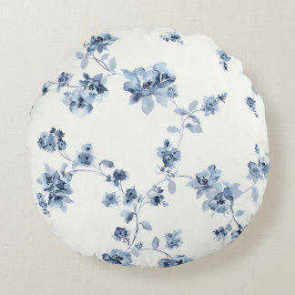 Almofada Redonda Dekokissen mit blauem Blumem-Print