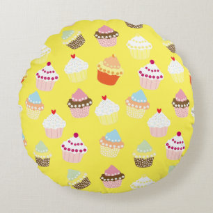Almofada Redonda Deliciosos Cupcakes de aniversário decorados Trave
