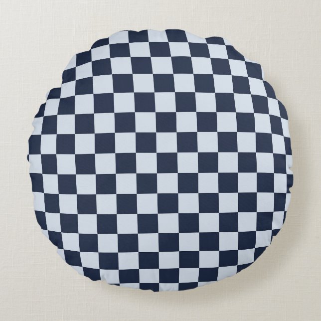 Almofada Redonda Denim rinse checkerboard pattern (Frente)