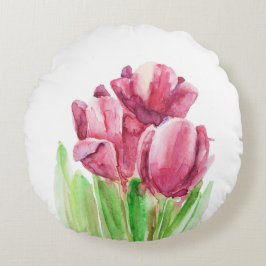 Almofada Redonda Descanso cor-de-rosa abstrato das tulipas do felz