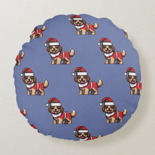 Almofada Redonda Desejamos-lhe um feliz natal com papais noeis de c