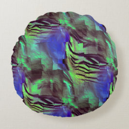 Almofada Redonda Desenho abstrato do mosaico rústico verde e azul