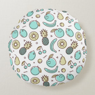 Almofada Redonda Desenho da Linha de Sumário do Padrão de Fruta B
