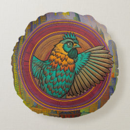 Almofada Redonda Desenho de Círculo de Frango
