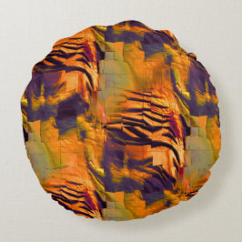 Almofada Redonda Desenho de mosaico de abstrato, dourado rústico qu