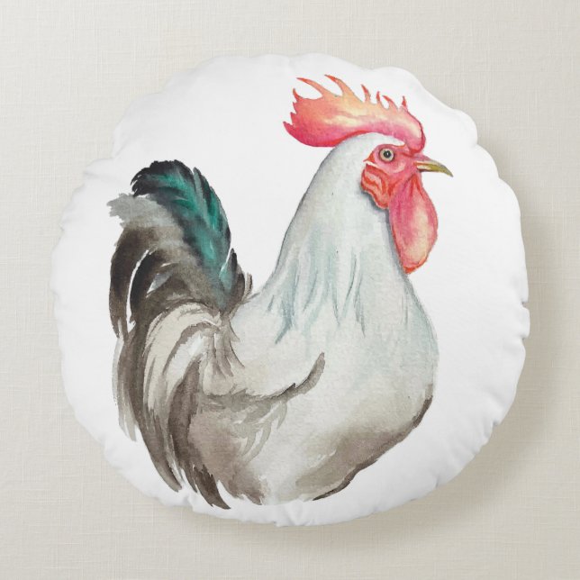 Almofada Redonda Desenho manual em aquarela de uma galeria (Frente)