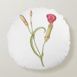 Almofada Redonda Desenho manual Flor de dianthus cor-de-rosa