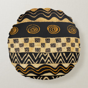 Almofada Redonda Desenho Xamânico Tribal Africano