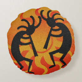 Almofada Redonda Deserto Tribal Laranja Sudoeste Sun Kokopelli