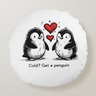 Almofada Redonda Desfile de Amor de Pinguins
