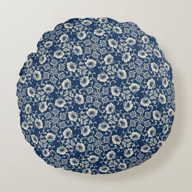 Almofada Redonda Design Azul Medieval (Frente)