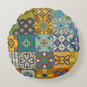 Almofada Redonda Design Azulejo de Talavera Português
