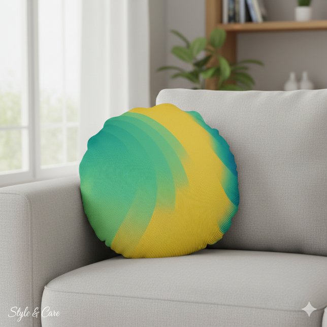Almofada Redonda Design de abstrato amarelo exclusivo (Unique Yellow Abstract Design Round Pillow)