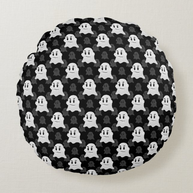 Almofada Redonda Design de Blob Fantasma (Frente)
