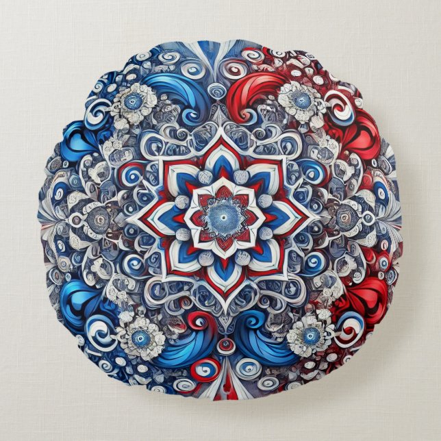 Almofada Redonda Design de cores francesas Travesseiro decorativo r (Frente)