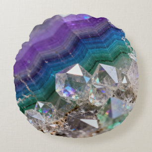 Almofada Redonda Design de Cristal Vibrante Fusão de Quartzo Prismá
