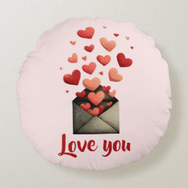 Almofada Redonda Design de Envelope do Amor de São Valentim