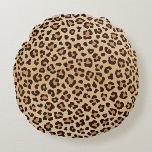Almofada Redonda design de estampa de leopardo exótico