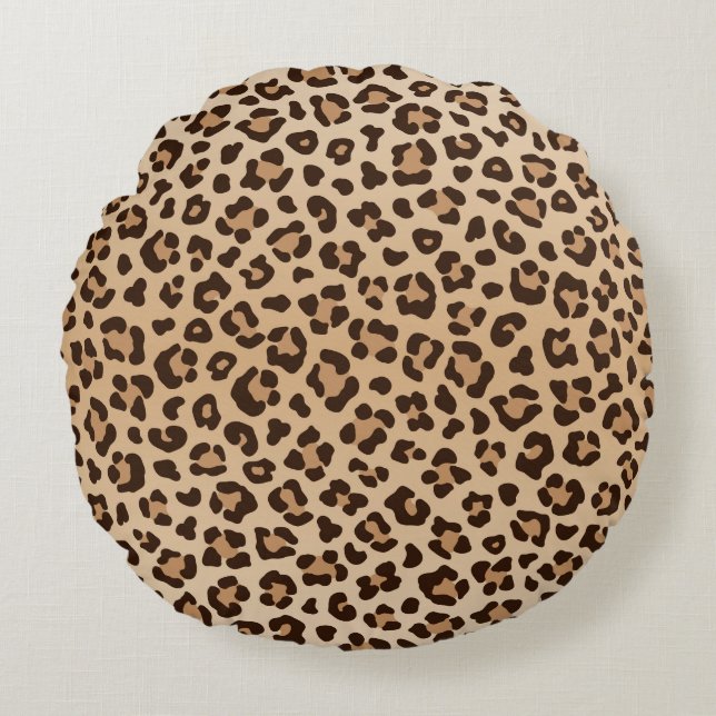 Almofada Redonda design de estampa de leopardo exótico (Frente)