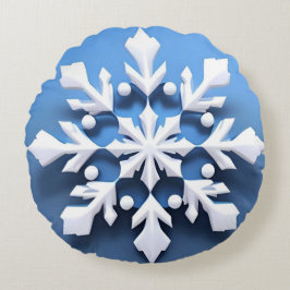 Almofada Redonda Design de Floco de Neve 3D Elegante