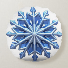 Almofada Redonda Design de Floco de Neve 3D Elegante