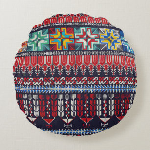 Almofada Redonda Design de padrão constante com palestino tradicio