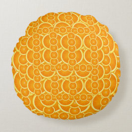 Almofada Redonda Design de Padrão de Citrino Laranja Vibrante