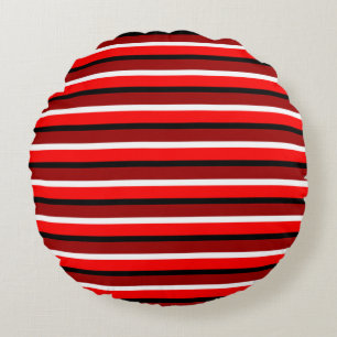 Almofada Redonda Design de Padrão de Stripes Vermelhas Vermelhas e