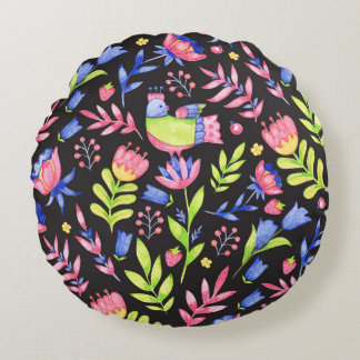 Almofada Redonda Design de padrão uniforme floral. Flores de primav