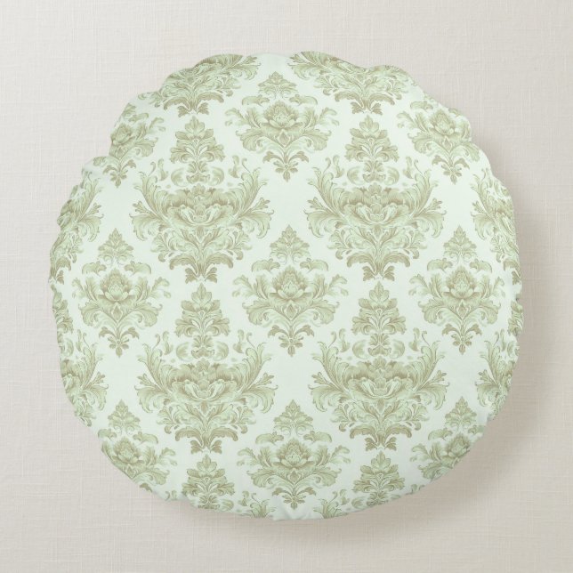 Almofada Redonda Design de rolagem verde suave (Frente)