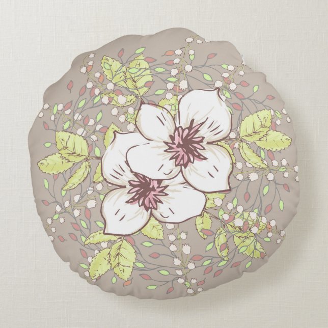 Almofada Redonda Design de Travesseiro flexível e branco (Verso)