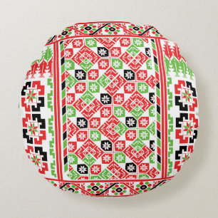 Almofada Redonda Design do bordado palestino Tatreez impresso