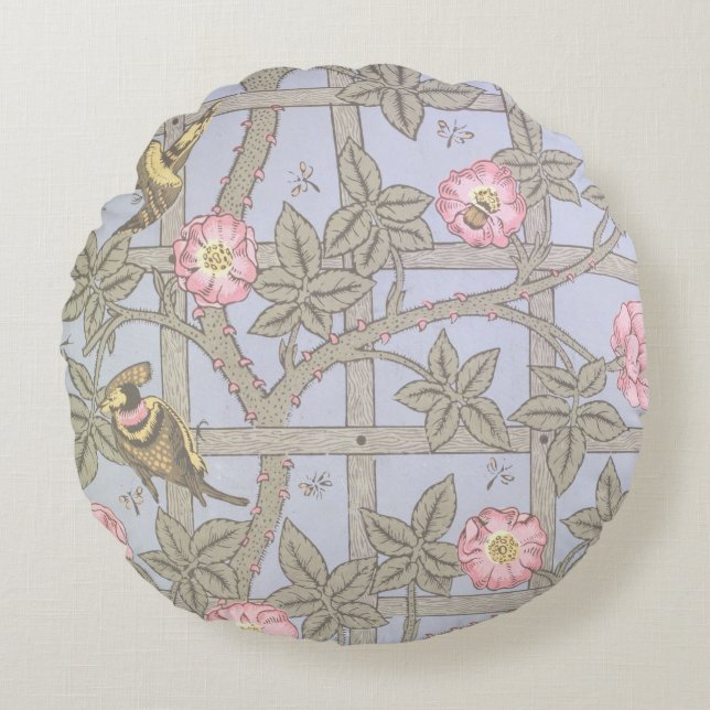 Almofada Redonda Design do papel de parede da "treliça", 1864 2 (Frente)