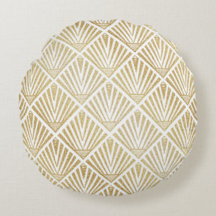 Almofada Redonda Design dourado elegante do art deco da palma do