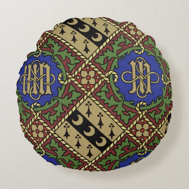 Almofada Redonda Design eclesiástico do papel de parede do (Frente)