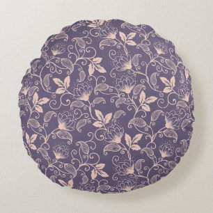 Almofada Redonda Design Floral Vintage com Videiras Giratórias