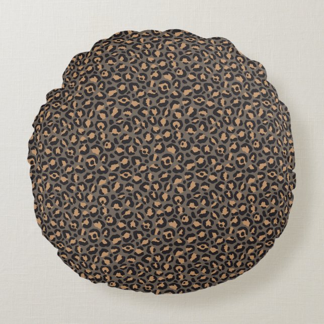 Almofada Redonda Design Série Clássico Leopardo 4  (Frente)