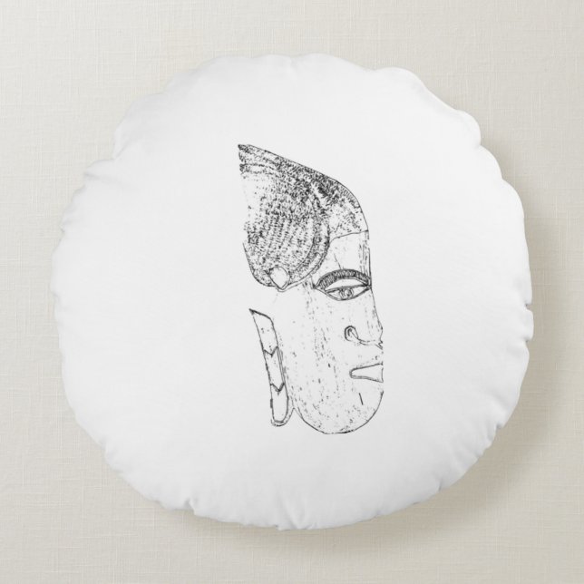 Almofada Redonda design tête femme africaine (Frente)