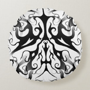 Almofada Redonda Design Tribal Face em Fogo e Chamas