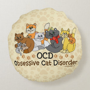Almofada Redonda Desordem obsessiva do gato de OCD