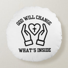 Almofada Redonda Deus vai mudar o que é Dentro