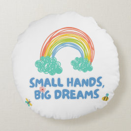 Almofada Redonda Dia das crianças felizes Mãos Pequenas, Grandes So