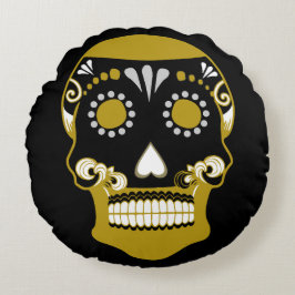 Almofada Redonda Día De Los Muertos Skull Impressão