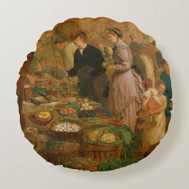 Almofada Redonda Dia de mercado (Frente)